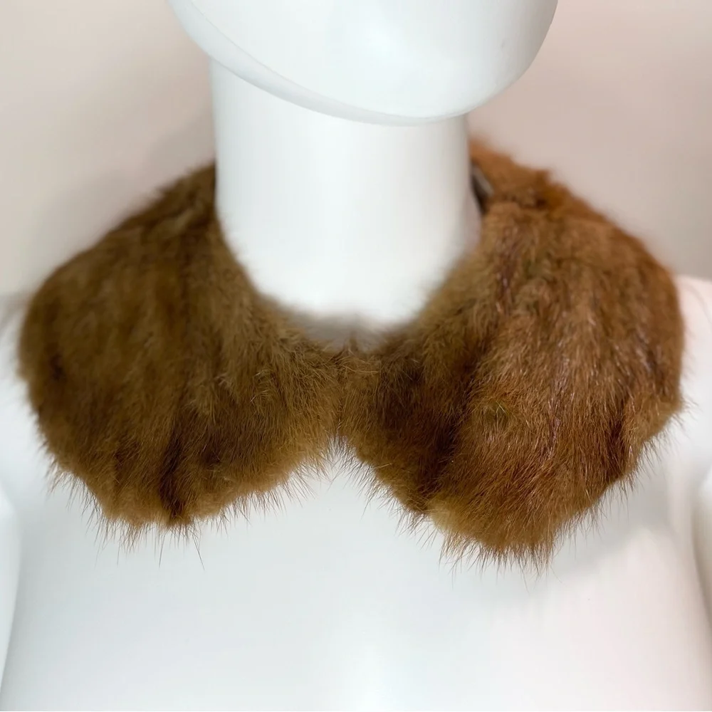 Vtg Natural Fur Attachable Collard‎ Light Brown